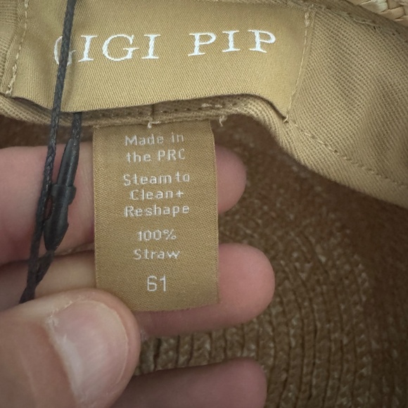 GiGi Pip Capri Tan Straw Hat with Brown Strap Size Medium (61) - Picture 4 of 6